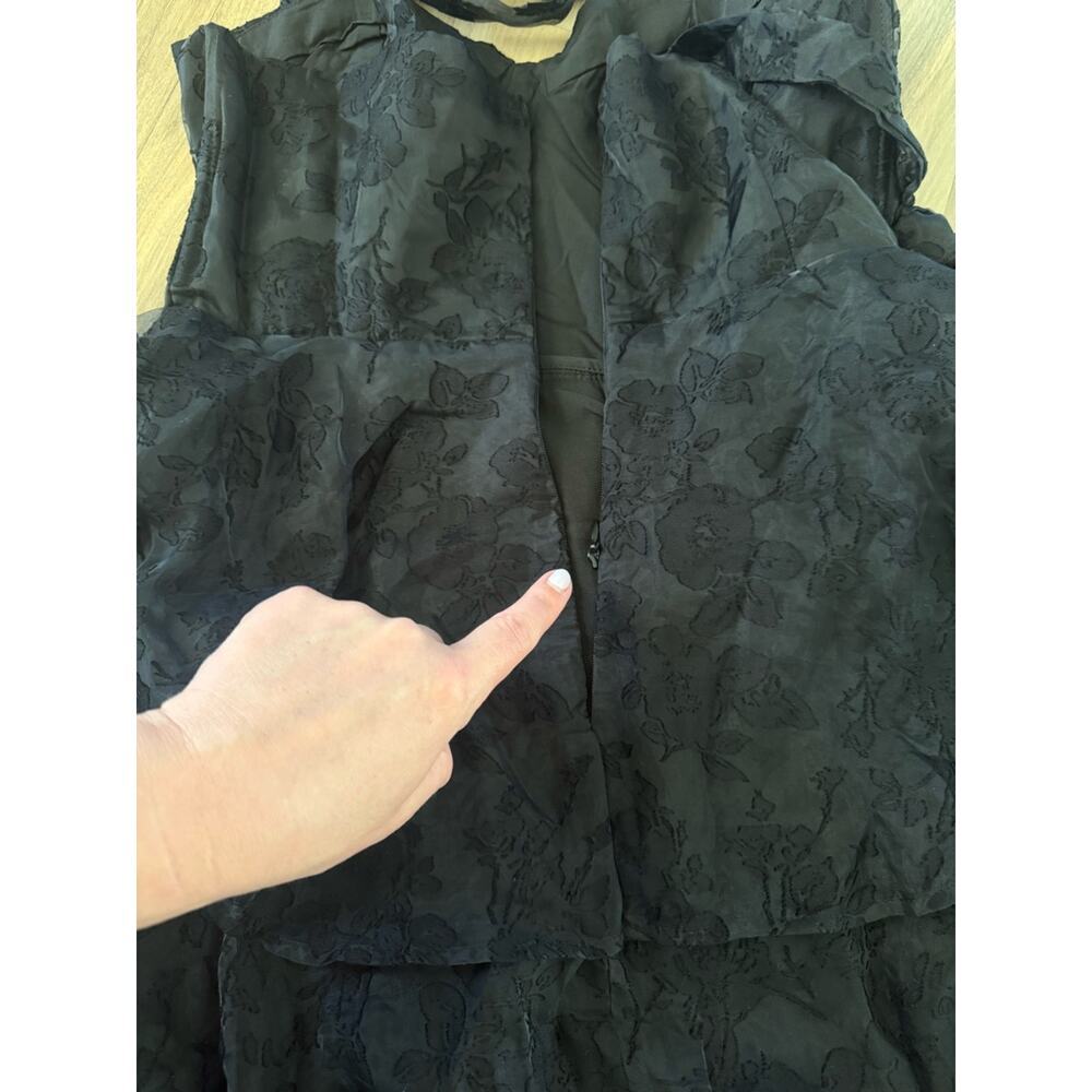 Lulus Glamorous Sweetie Black Burnout Tie-Strap Bustier Midi Dress - Read Info - Picture 6 of 6